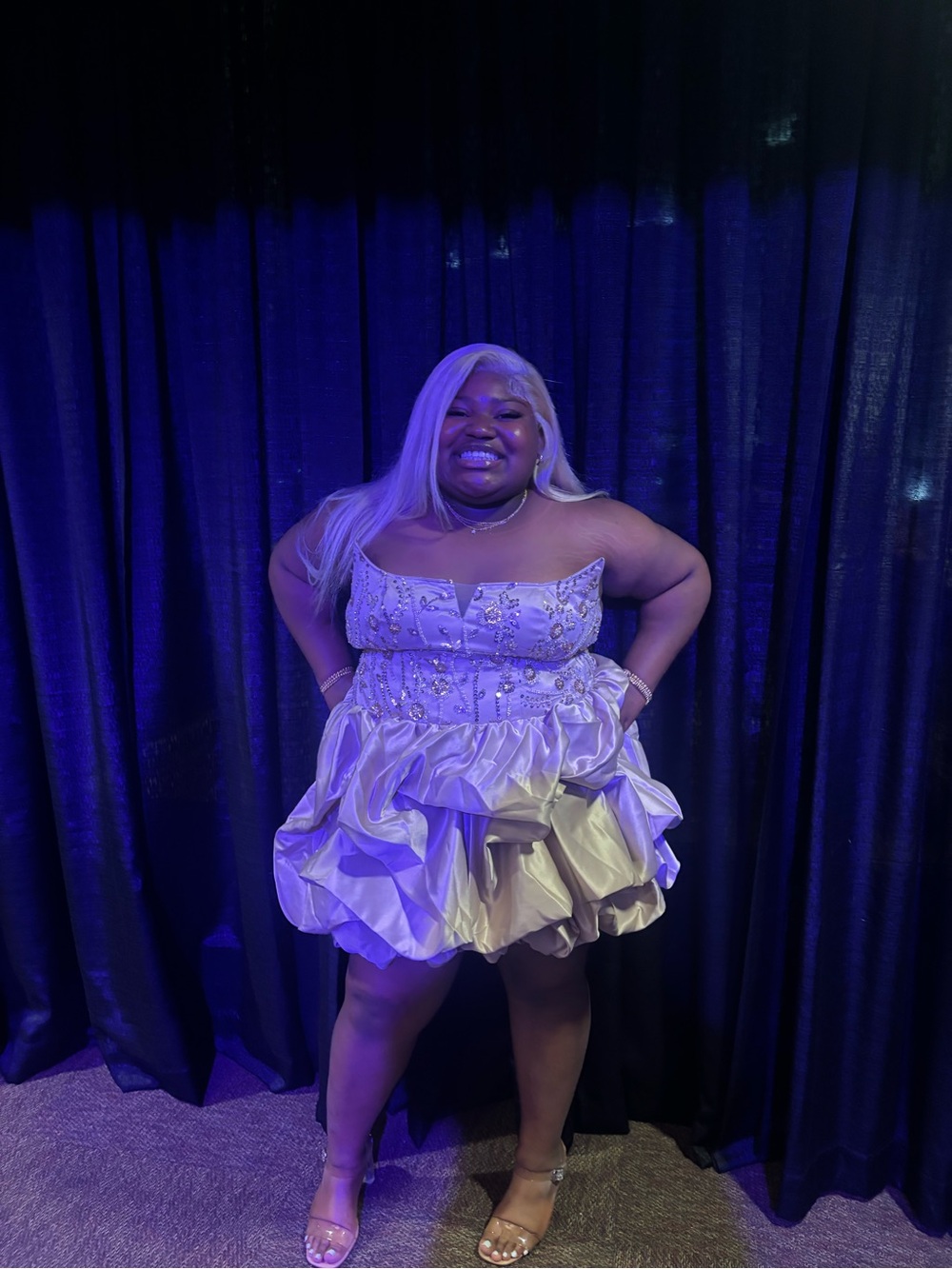 Jovani Lilac Strapless Ruffle Party Dress - Picture 3 of 3
